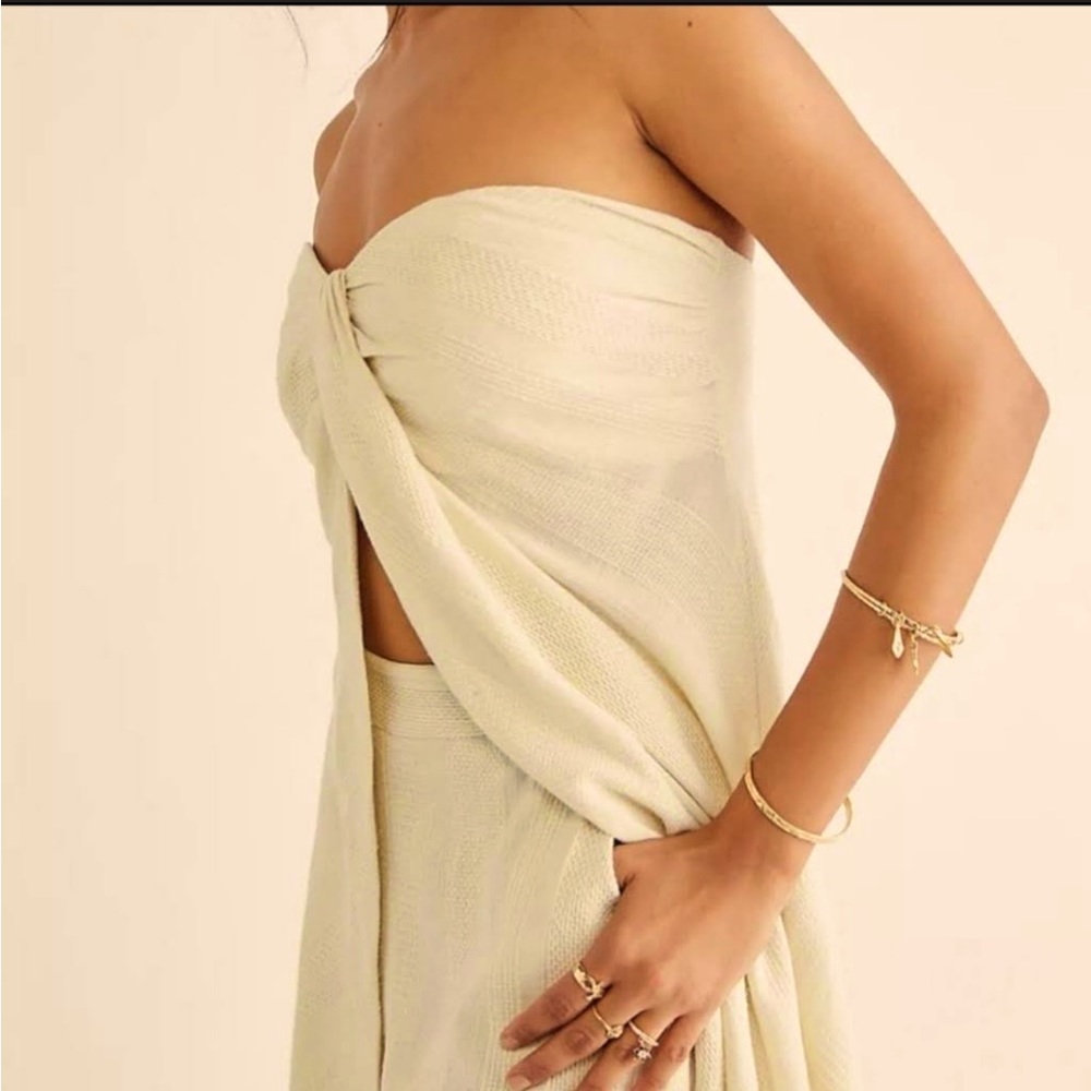 Free People fp Banita Top Shirt in Creamy Vanilla Bean White Maxi Dress Small